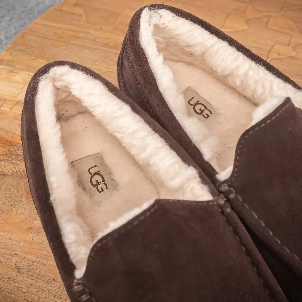 UGG ASCOT LOAFER‎ SLIPPER MENS US 9 DUSTED COCOA SUEDE WOOL LINED